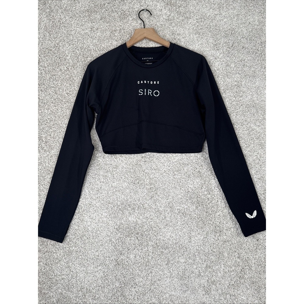 Castore SIRO Active Contour Cropped Gym Top Black Long Sleeve Medium‎